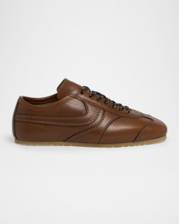 Dries Van Noten Dustin Snake-Embossed Leather Retro Sneakers