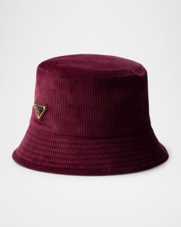 Prada Linen Logo Bucket Hat | Neiman Marcus