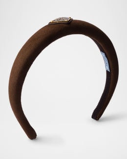 Prada Triangle Logo Padded Re-Nylon Headband | Neiman Marcus
