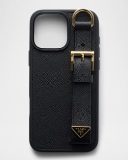 Prada iPhone 16 Pro Max Leather Shoulder Strap Phone Case | Neiman