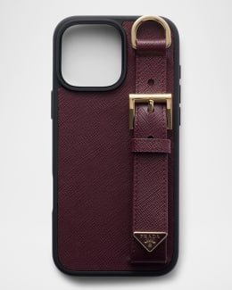 Prada iPhone 16 Pro Saffiano Leather Case with Shoulder Strap