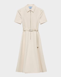 Prada Short-Sleeve Poplin Shirtdress | Neiman Marcus