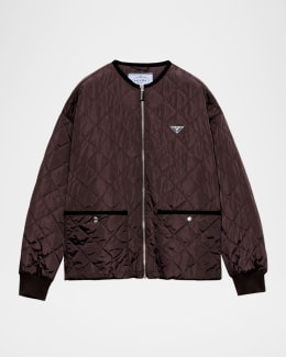Prada Reversible Re-Nylon Check Zip Hooded Jacket | Neiman Marcus