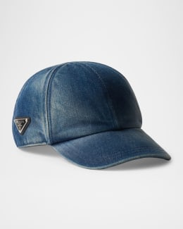 Prada Men's Selvedge Denim Baseball Cap | Neiman Marcus