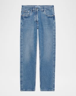 デニム・ジーパン Prada wide-leg jeans Prada High-Rise Wide-Leg Denim Jeans | Neiman Marcus