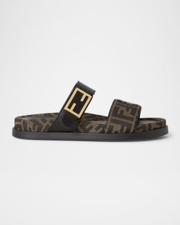 Fendi FFold Leather Flat Sandals | Neiman Marcus