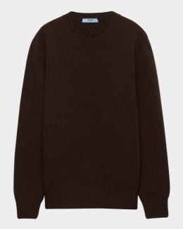 Prada V-Neck Cropped Cotton Sweater | Neiman Marcus