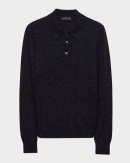 Prada Men's Wool Quarter-Zip Polo Sweater | Neiman Marcus