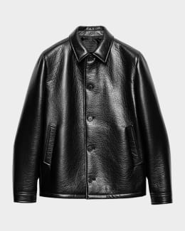 Prada Men's Denim Zip Shirt Jacket | Neiman Marcus