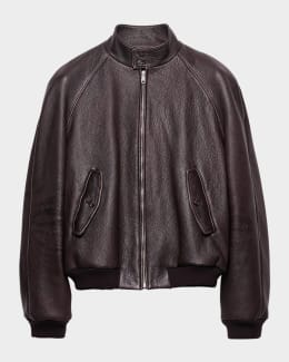 Prada Men's Leather Bomber Jacket | Neiman Marcus