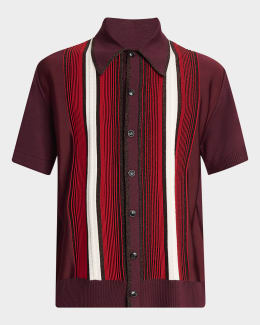 AMIRIシャツ Amiri Men's Club Amiri Crochet Short-Sleeve Shirt | Neiman Marcus