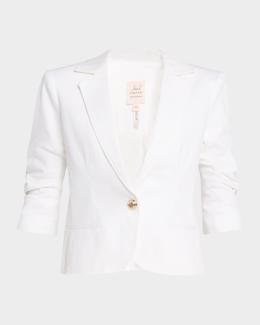 Cinq à Sept Khloe 3/4-Sleeve White Denim Blazer | Neiman Marcus