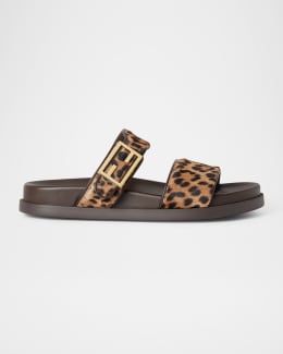 Fendi FFold Leather Flat Sandals | Neiman Marcus