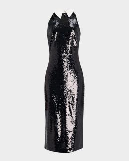 l'agence karma sequin sleeveless maxi dress L'AGENCE Women's Karma Sequin Maxi Dress - Black