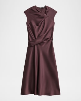 Theory Sleeveless Silk-Twill Dress | Neiman Marcus