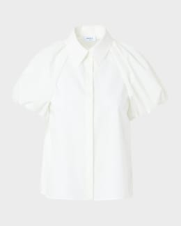 Brunello Cucinelli Monili-Trim Crop Cotton Poplin Collared Shirt