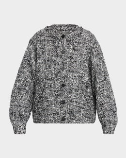 Emporio Armani Cropped Gingham Jacquard Blouson Jacket | Neiman Marcus