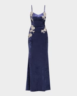 Dress the Population Black Label Connor Strapless Beaded Floral Applique  Gown | Neiman Marcus