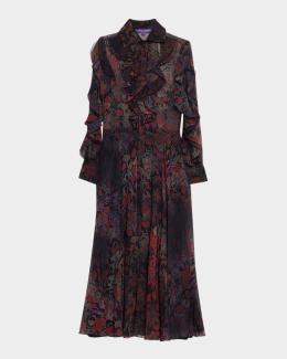ralph lauren pleated metallic floral dress Pleated Metallic Floral Dress