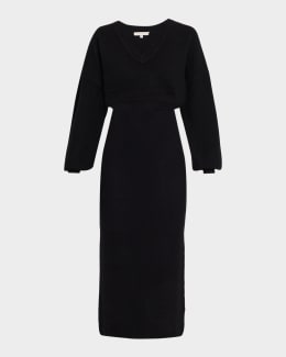 Reiss Annabel Smocked Drop-Waist Cotton Midi Dress | Neiman Marcus