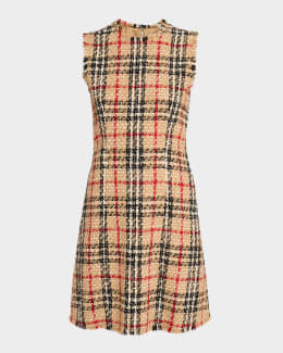 Burberry Iris Check Collar Short-Sleeve Mini Dress | Neiman Marcus