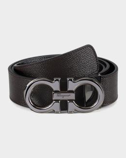 Ferragamo Men's Reversible Double-Gancini Leather Belt | Neiman Marcus