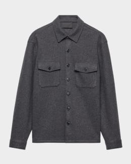 Prada Men's Poplin Zip-Up Overshirt | Neiman Marcus