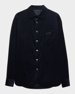 Prada Men's Poplin Zip-Up Overshirt | Neiman Marcus