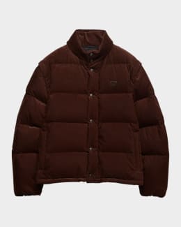 Prada Men's Medium-Weight Re-Nylon Down Jacket | Neiman Marcus