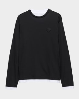 トップス 90s prada long tee (s) black Prada Men's Cotton Long-Sleeve T-Shirt | Neiman Marcus