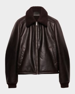 Prada Men's Patchwork Leather Jacket | Neiman Marcus