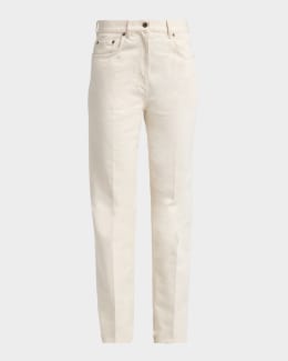 Versace White Washed Denim Straight-Leg Pants | Neiman Marcus