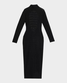 Balmain Ribbed Knit Turtleneck Bodycon Maxi Dress | Neiman Marcus