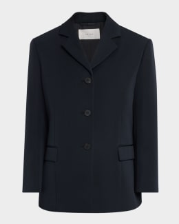 Khaite Nara Collarless Single-Breasted Wool Jacket | Neiman Marcus
