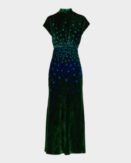 Saloni Jacqui-B Belted Floral Silk Midi Dress | Neiman Marcus