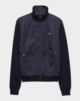 Prada Men's Superfine Wool Half-Zip Cardigan Jacket | Neiman