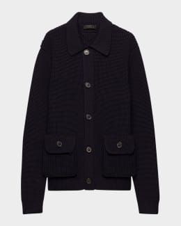 Prada Men's Superfine Wool Half-Zip Cardigan Jacket | Neiman