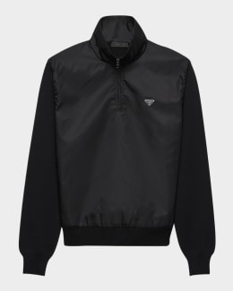 PRADA プラダ STAND COLLAR ナイロンジャケット Prada Men's Stand-Collar Re-Nylon Fleece Jacket | Neiman Marcus
