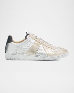 Maison Margiela XO Replica Metallic Leather Low-Top Sneakers