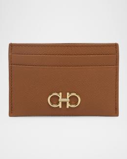 Salvatore Ferragamo 名刺入れ ブラウン Ferragamo Gancini Leather Card Case | Neiman Marcus