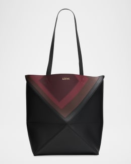 LOEWE♡ Loewe Puzzle Fold Medium Tote Bag in Shiny Leather | Neiman Marcus