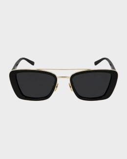 Saint Laurent YSL Acetate Flat-Top Rectangle Sunglasses | Neiman