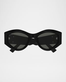 Gucci Logo Acetate Oval Sunglasses | Neiman Marcus