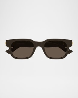 Bottega Veneta Men's Bv1411s-001 Acetate Rectangle Sunglasses