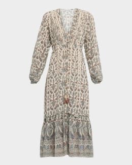Veronica Beard Ilona Tiered Faille Midi Dress | Neiman Marcus