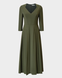 Kay Unger New York Gianna Belted Sleeveless Midi Dress | Neiman Marcus