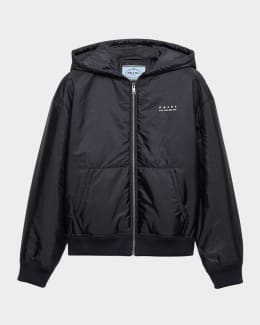 Prada Reversible Re-Nylon Check Zip Hooded Jacket | Neiman Marcus