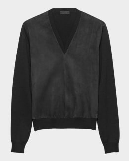 Prada Men's Worsted Wool Crew-Neck Sweater | Neiman Marcus