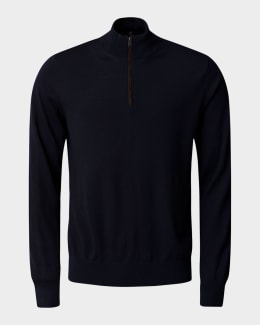 トップス EMPORIO ARMANI archive knit Emporio Armani Textured Wool Knit Half-Zip Polo Sweater | Saks