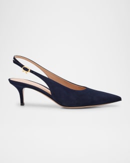 Prada Suede Flower Slingback Pumps | Neiman Marcus
